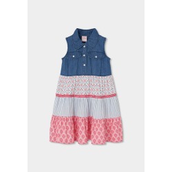Vestido denim combinado boboli