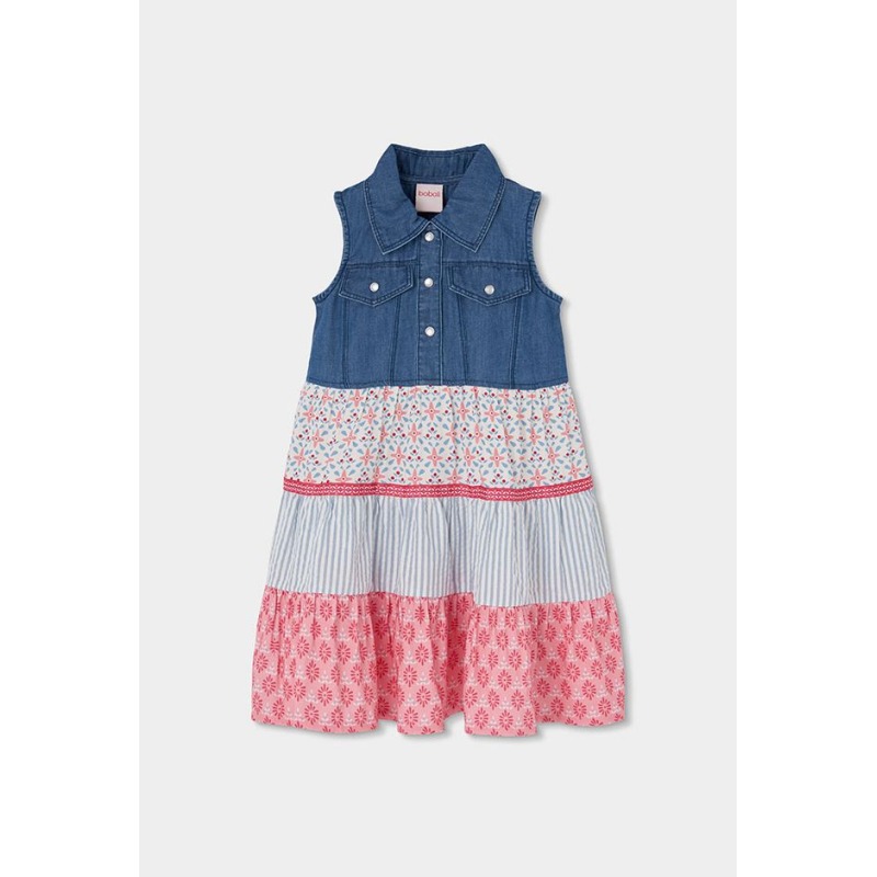 Vestido denim combinado boboli
