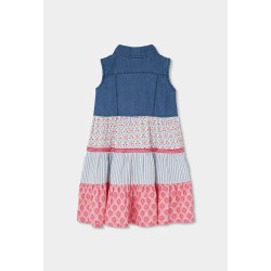 Vestido denim combinado boboli