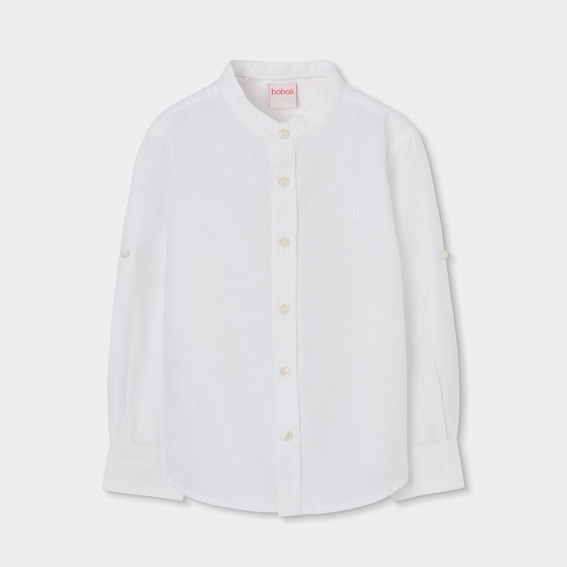 Camisa lino ml cuello mao niño boboli