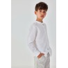 Camisa lino cuello mao listada niño boboli