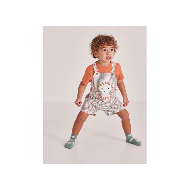 Conjunto peto cuadros y camiseta bebe boboli