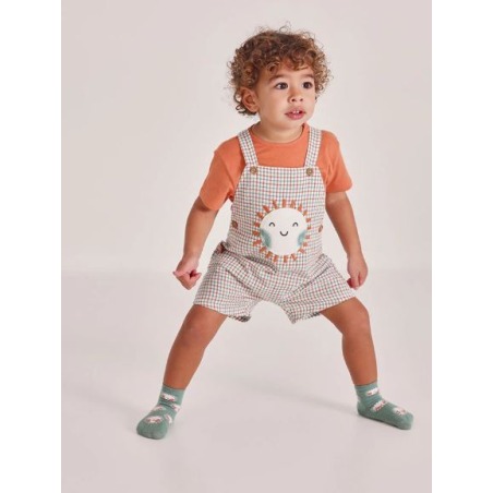 Conjunto peto cuadros y camiseta bebe boboli