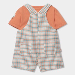 Conjunto peto cuadros y camiseta bebe boboli