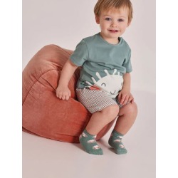 Conjunto bermudas cuadros y camiseta bebe boboli