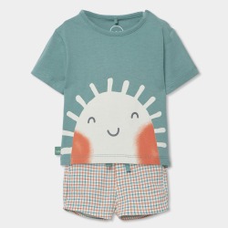 Conjunto bermudas cuadros y camiseta bebe boboli