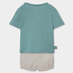 Conjunto bermudas cuadros y camiseta bebe boboli