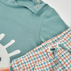 Conjunto bermudas cuadros y camiseta bebe boboli