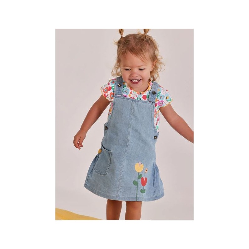 Peto denim y camiseta estampada bebe niña boboli
