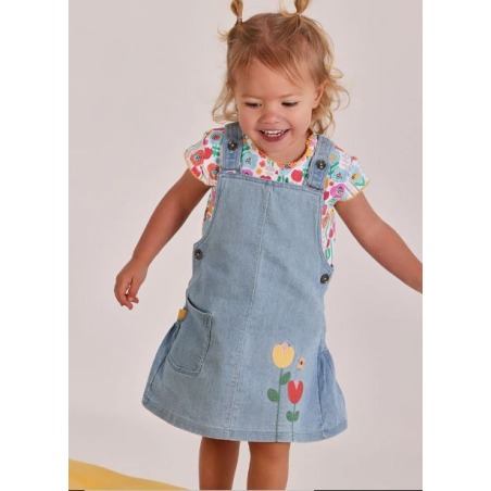 Peto denim y camiseta estampada bebe niña boboli