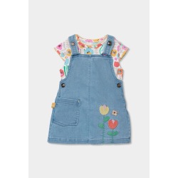 Peto denim y camiseta estampada bebe niña boboli