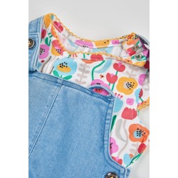 Peto denim y camiseta estampada bebe niña boboli