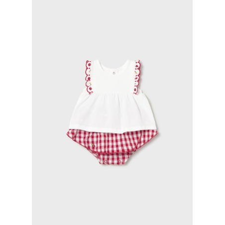 Conjunto falda cuadros y camiseta bebe niña mayoral