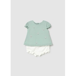 Conjunto 4 piezas cuello volante bebe niña mayoral