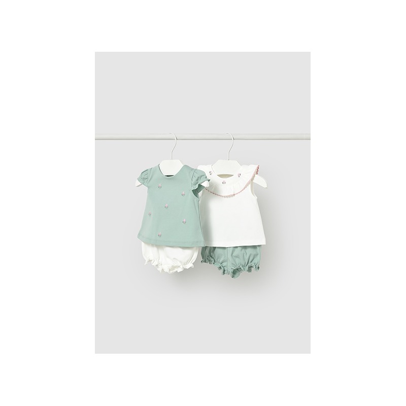 Conjunto 4 piezas cuello volante bebe niña mayoral
