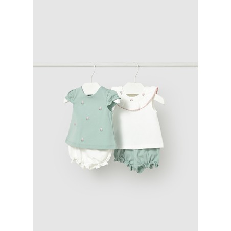 Conjunto 4 piezas cuello volante bebe niña mayoral