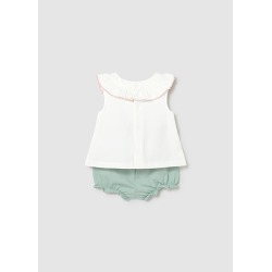 Conjunto 4 piezas cuello volante bebe niña mayoral