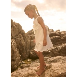 Vestido crepe flores 3d...