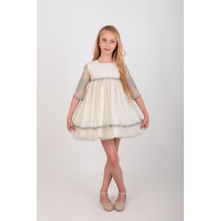 Vestido ceremonia tul plumeti verde Nekenia