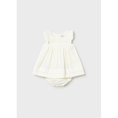 Vestido rizo con cubrepañal bebe niña mayoral