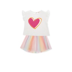 Conjunto falda multicolor y...