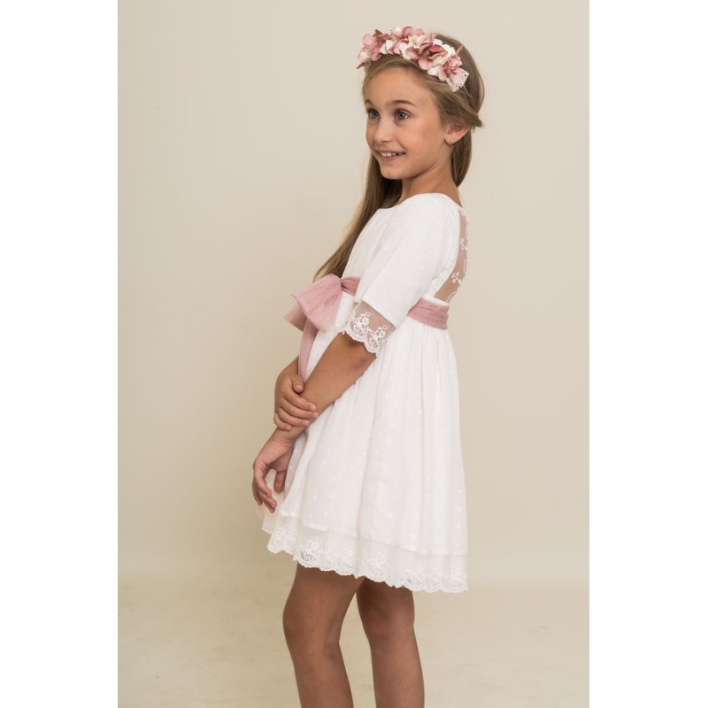 Vestido ceremonia niña etamin lunar espalda Ele O