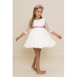 Vestido ceremonia niña etamin pajarita volante Ele O