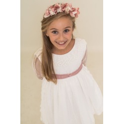 Vestido ceremonia niña etamin pajarita volante Ele O