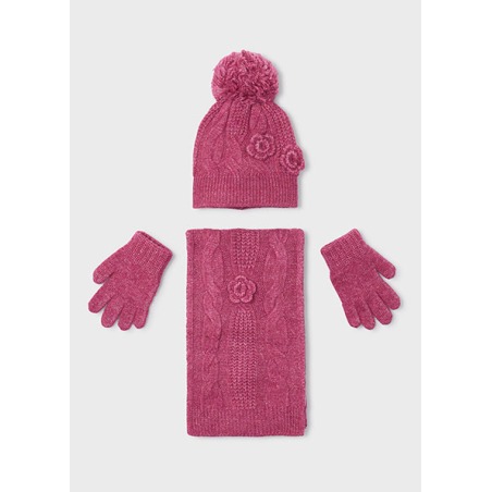 Conjunto gorro, bufanda, guantes flores niña mayoral