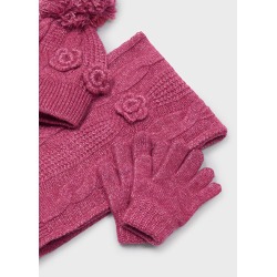 Conjunto gorro, bufanda, guantes flores niña mayoral