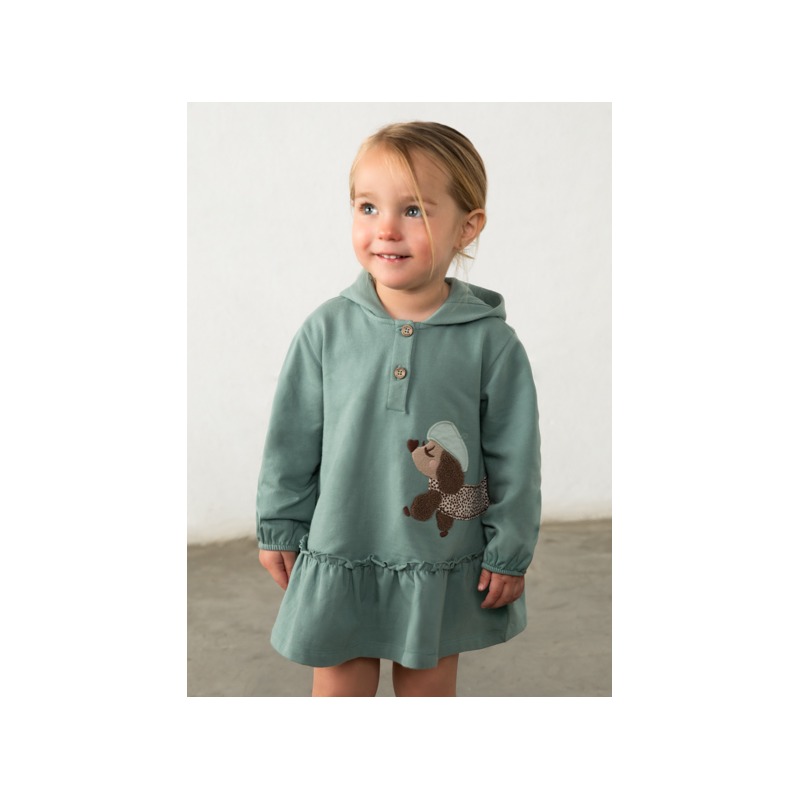 Vestido con capucha volantes bebé niña mayoral