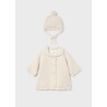 Abrigo tricot con gorro bebe niña mayoral