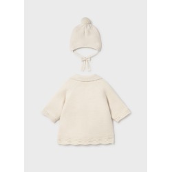 Abrigo tricot con gorro bebe niña mayoral