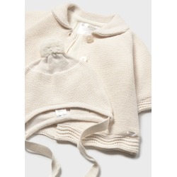 Abrigo tricot con gorro bebe niña mayoral
