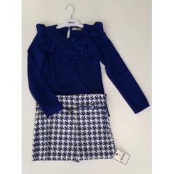 Conjunto short pata gallo y jersey lazo