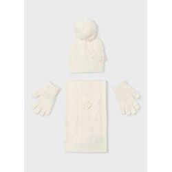 Conjunto gorro, bufanda, guantes flores niña mayoral