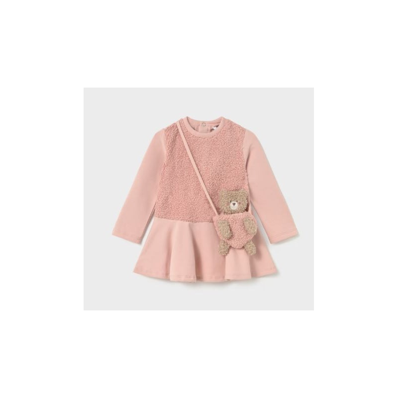 Vestido combinado con bolso osito bebé mayoral