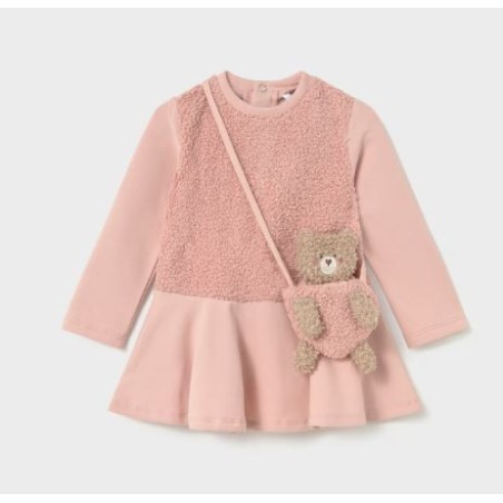 Vestido combinado con bolso osito bebé mayoral