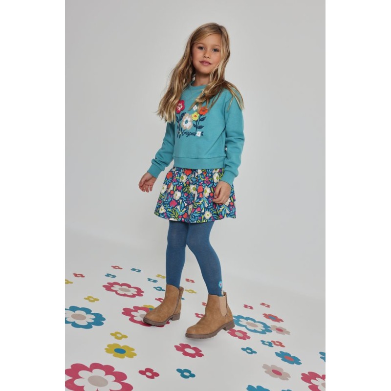 Vestido felpa estampado flores niña boboli