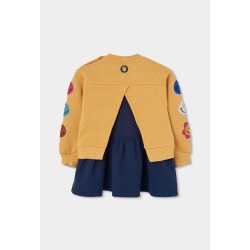 Vestido felpa parches de emoticonos niña boboli