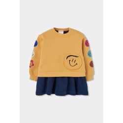 Vestido felpa parches de emoticonos niña boboli