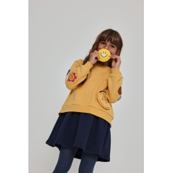 Vestido felpa parches de emoticonos niña boboli