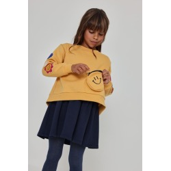 Vestido felpa parches de emoticonos niña boboli
