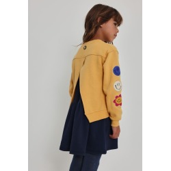 Vestido felpa parches de emoticonos niña boboli