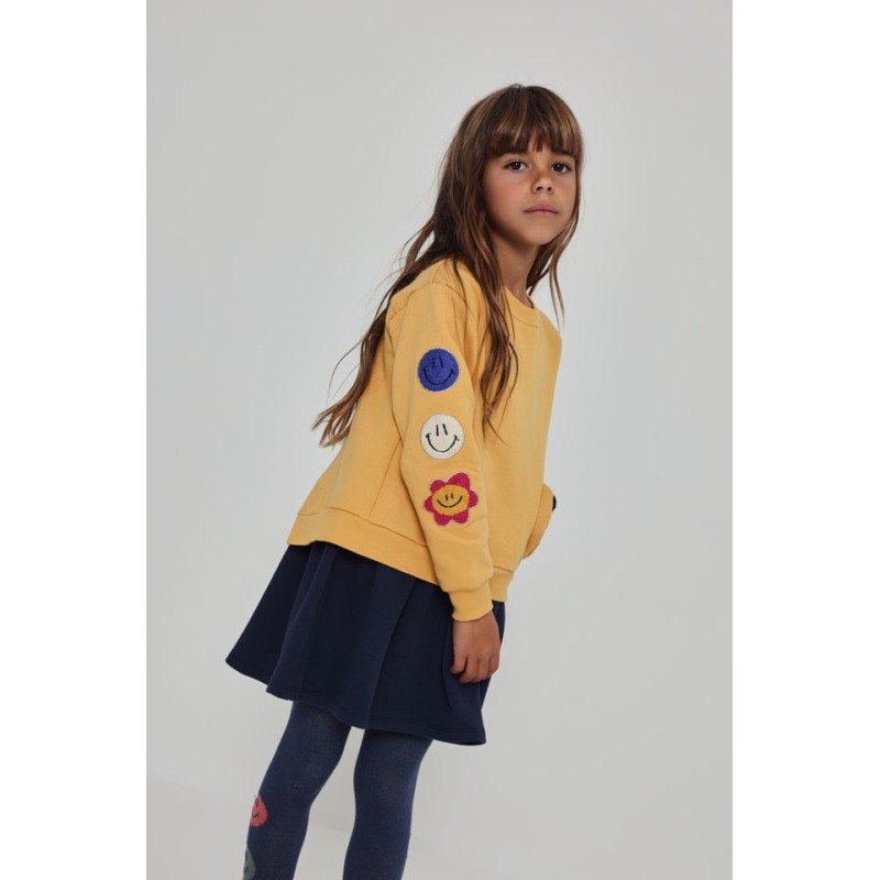 Vestido felpa parches de emoticonos niña boboli