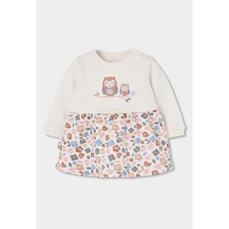 Vestido punto flores bordado búhos bebé Boboli
