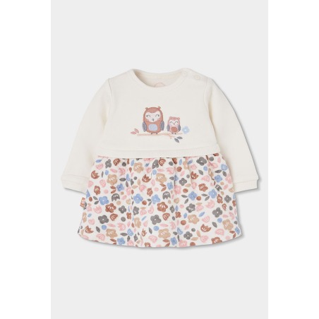 Vestido punto flores bordado búhos bebé Boboli