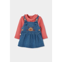 Conjunto peto punto denim bebé niña oso Boboli
