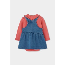 Conjunto peto punto denim bebé niña oso Boboli