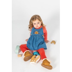 Conjunto peto punto denim bebé niña oso Boboli